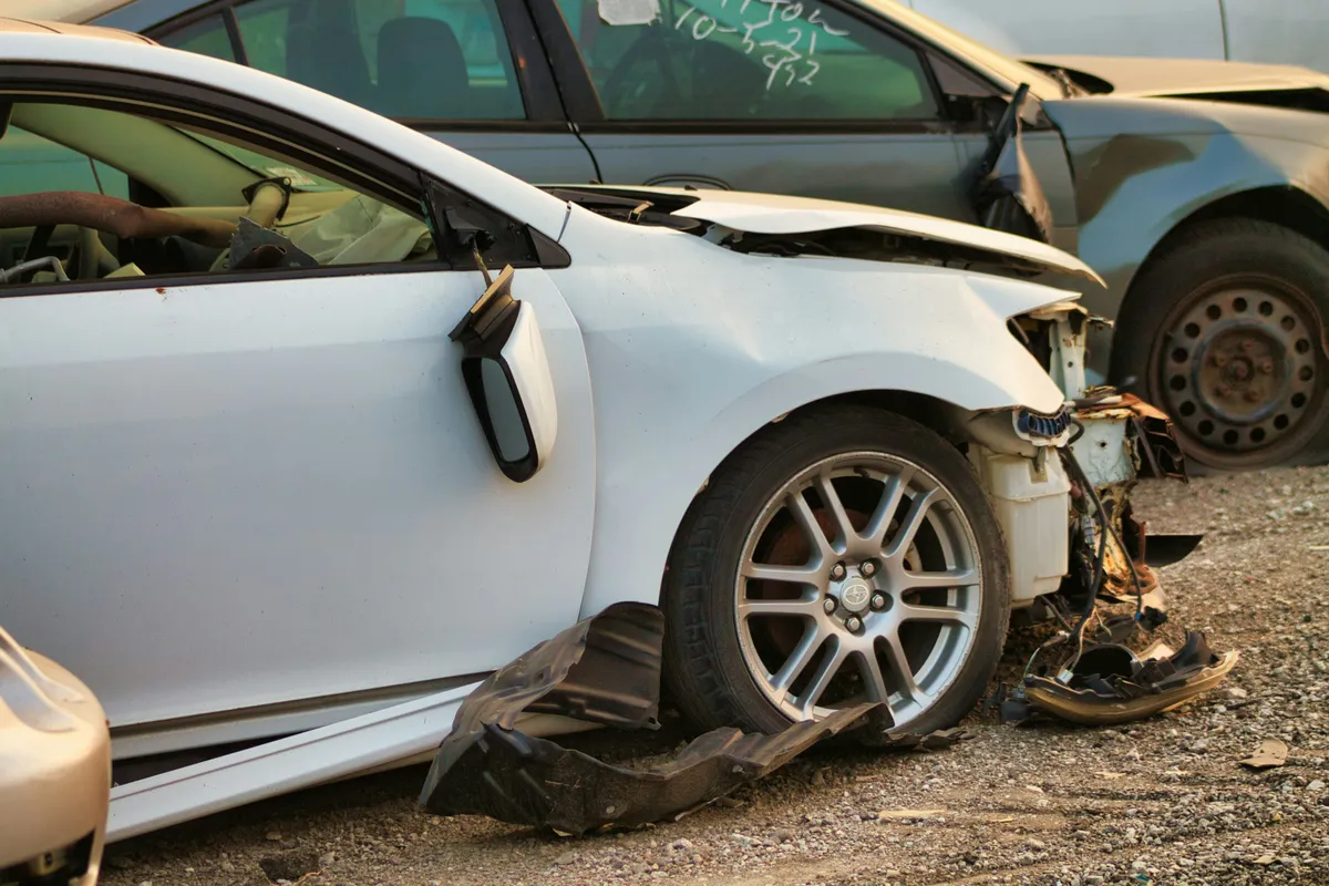 Damaged vehicle after a collision