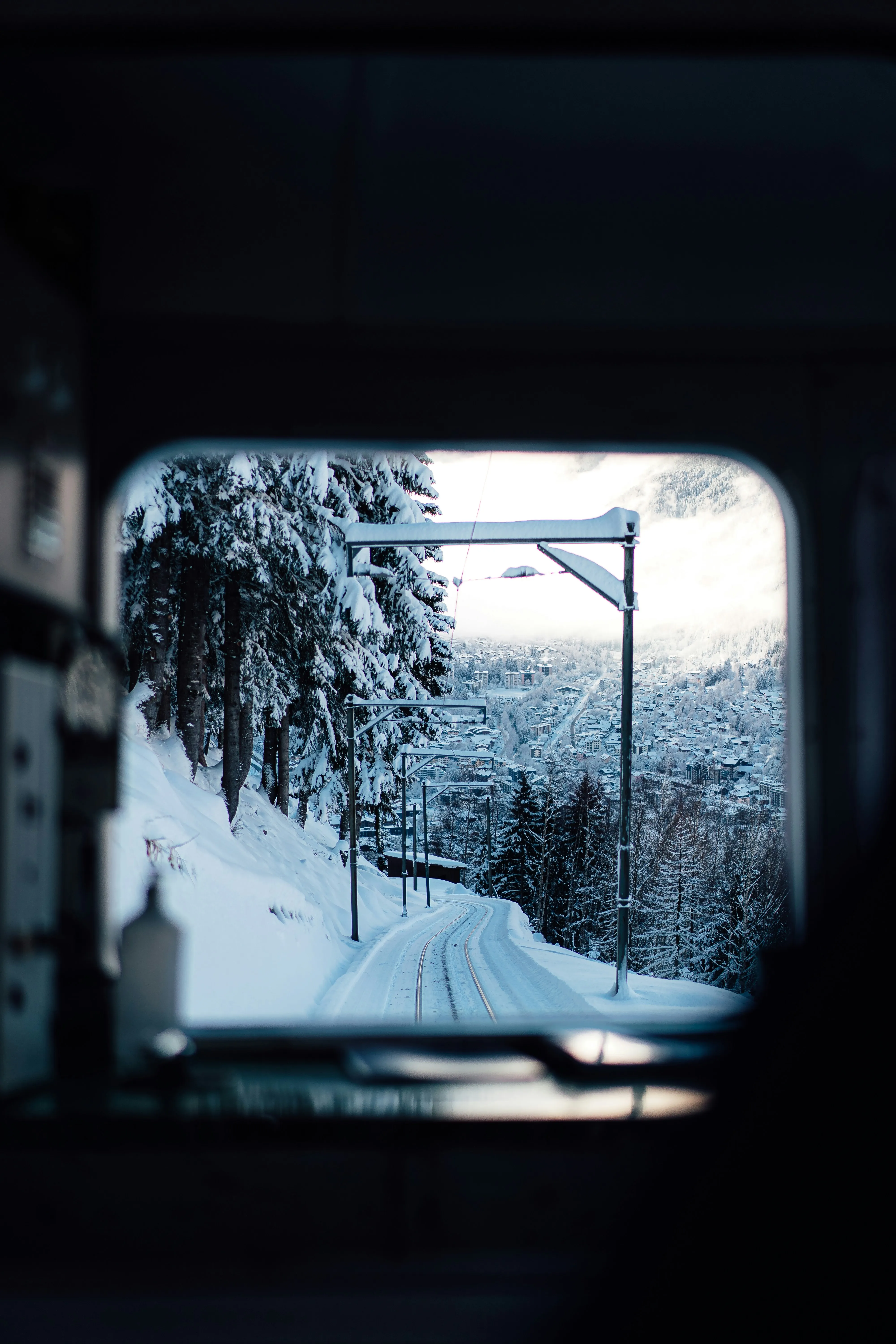 Snowy road seen through a car window in the Mauldin, SC area